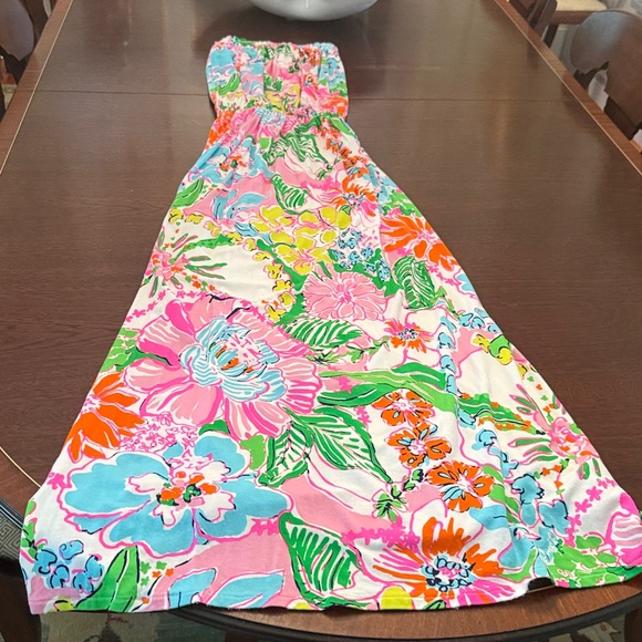 Lilly Pulitzer for Target Colorful Tropical Floral Strapless Maxi Dress XS - Picture 4 of 7